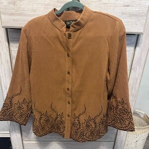 Bob Mackie Brown Embroidered Jacket Size M